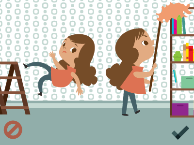 Home cleaner staying on the ground